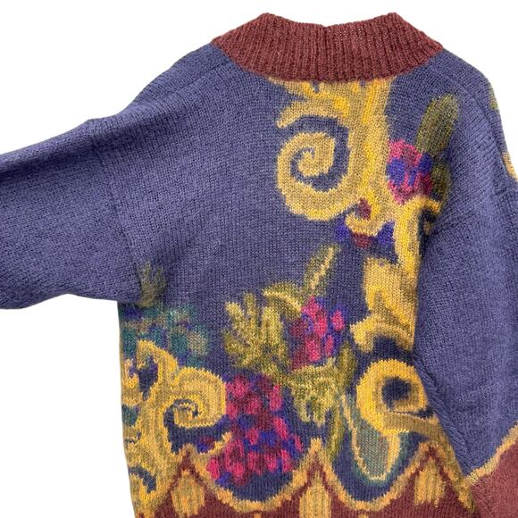 Vintage Linda Allard For Ellen Tracy Mohair Oversized Paisley Cardigan Sweater - Picture 10 of 14